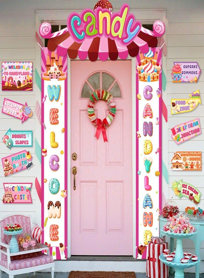 Woosytoo Candyland Party Decorations Welcome Candyland Door Banner Porch Sign Lollipop Paper Cutouts Sweet Candy Theme Party Supplies for Kids Candy Land Birthday Baby Shower Halloween Christmas Decor - Image 5